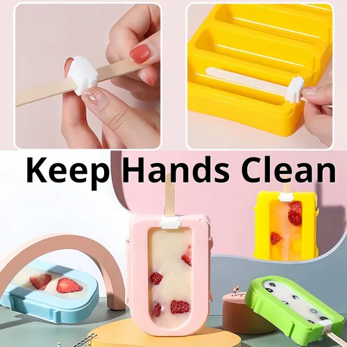 Miniatura 3 de Juego de 4 moldes para hacer paletas de helados, moldes para hacer helados, accesorios de cocina, fácil liberación, leche materna, reutilizable, sin