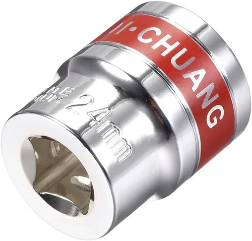 Miniatura 9 de uxcell Unidad de 1/2 pulgada por enchufe poco profundo de 0.315 in con banda roja, Cr-V, 6 puntos, métrico