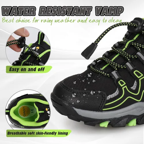 Miniatura 2 de UOVO Tenis para niños y niñas, para senderismo, correr, caminar al aire libre, tenis impermeables antideslizantes