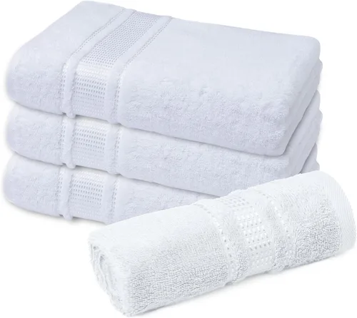 Miniatura 25 de Melissa Linen Toallas de Punta de Dedos Paquete de 4, 100% Algodón Turco, Toallas de Mano Pequeñas para Cuerpo y Cara, 12 x 18 pulgadas, Suaves