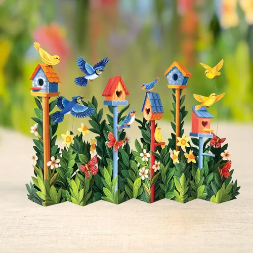 Miniatura 9 de Freshcut Paper Tarjetas desplegables, mini jardín de casa de pájaros, ramo de flores de tamaño natural de 9 pulgadas, tarjeta de felicitación