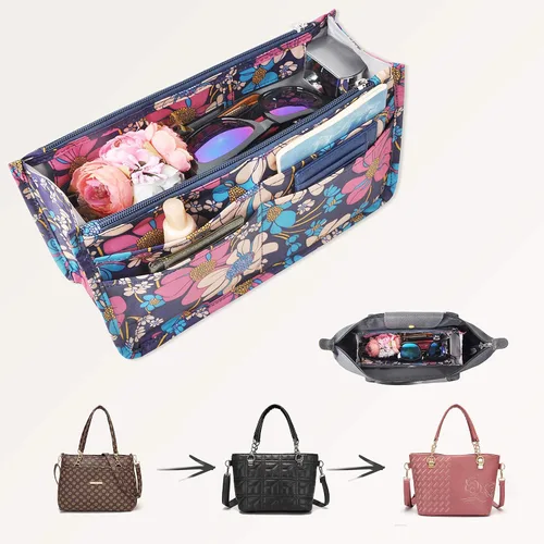 Miniatura 48 de Bolso de mano estilo cartera de Vercord para mujer con organizador incorporado, estampado bien definido, con manijas y cremallera, tamaño 2