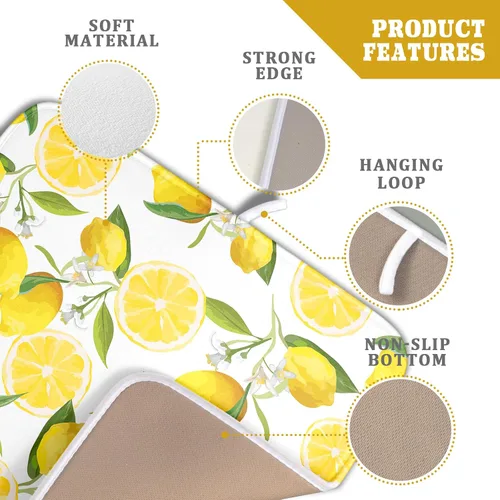 Miniatura 4 de Tapete de secado de platos de limón para encimera de cocina, de 16 x 18 pulgadas, tapete de secado de microfibra pequeña con acuarela, limón