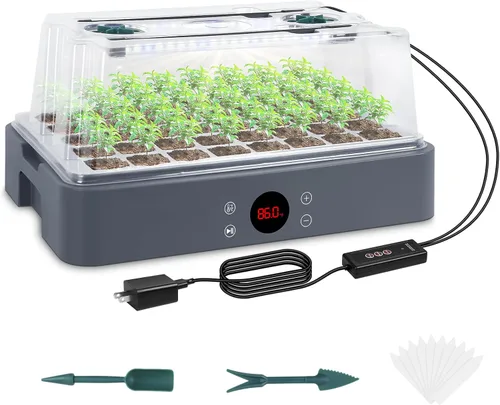 Miniatura 8 de Sondiko Bandeja de inicio de semillas con luz de crecimiento, controlador digital de pantalla inteligente, kit de inicio de semillas de 80 celdas