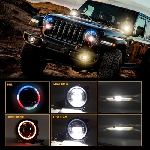 Miniatura 2 de YEEGO DIRECT Faros LED de 9 pulgadas para faros de Wrangler, faros RGB con halo para Wrangler JL JLU/Gladiator JT 2018-2025, aprobados por DOT