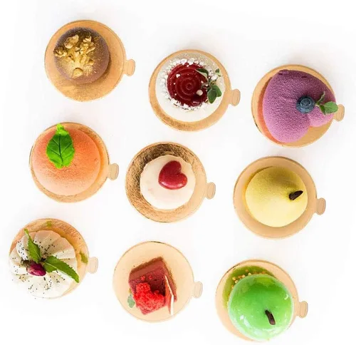 Miniatura 7 de Paquete de 100 mini tablas de base de pastel, juego de cartón redondo y cuadrado para pastel de mousse dorado, ideal para bufé de postres, bodas