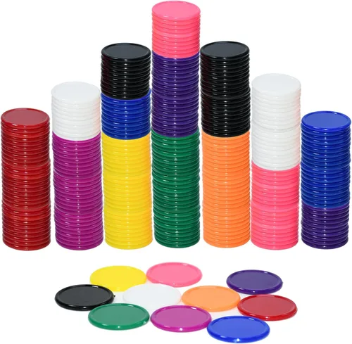 Smartdealspro 300pcs 1 pulgada 10 colores opaco plástico aprendizaje contadores contando mini fichas de juego de fichas de póquer (con borde)