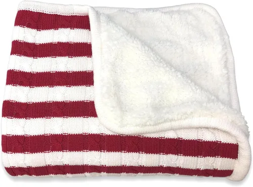 Miniatura 5 de Magnolia Cable Knit and Sherpa Baby Blanket (Beach Glass)
