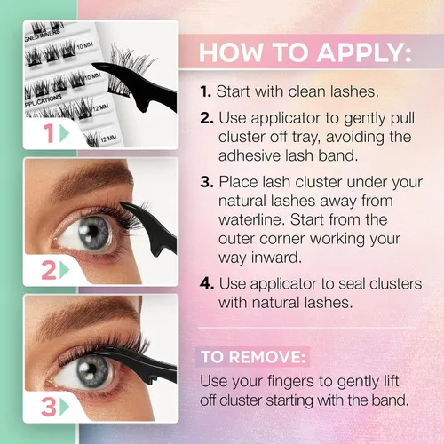 Miniatura 5 de Ardell Naked Press On Lashes - Extensiones de pestañas pre-pegadas en racimo, autoadhesivas, volumen suave natural, sin necesidad de pegamento, 1