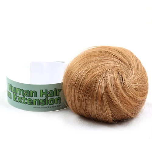 Miniatura 10 de Bella Hair Extensión de moño 100% humano en forma de dona, extensiones de moño para mujeres y hombres, coleteros falsos instantáneos