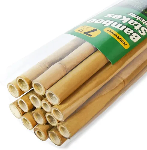 Jollybower 15 piezas de estacas de bambú de 3/4" de diámetro más gruesas y resistentes de alta calidad, estacas para plantas de 7 pies, estacas de