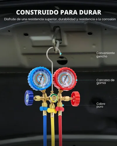Miniatura 6 de Orion Motor Tech Medidores de CA, juego de manómetros de CA para R134a R12 R22 R502, juego de 3 vías de calibre CA automotriz con calibradores