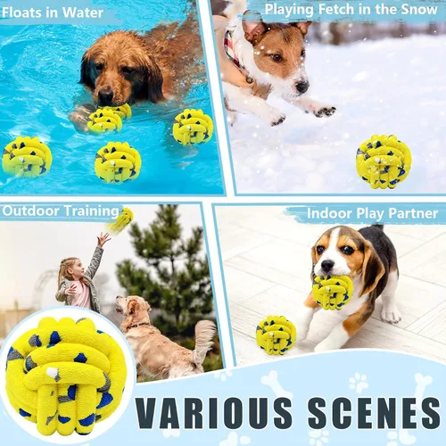 Miniatura 8 de Magicorange Pelotas para perros, paquete de 4 juguetes de pelota de tenis, juguete para perros masticadores agresivos, juguetes indestructibles