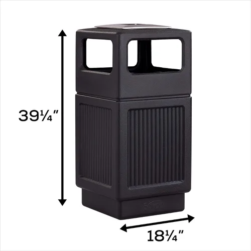 Miniatura 17 de Safco Products Canmeleon - bote de basura para interiores y exteriores, con tapa abierta, color negro, cinco paneles acanalados, capacidad de 30