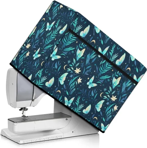 Miniatura 38 de Funda para máquina de coser de mariposas y flores con prácticos bolsillos, funda protectora con asa, para la mayoría de máquinas de coser estándar