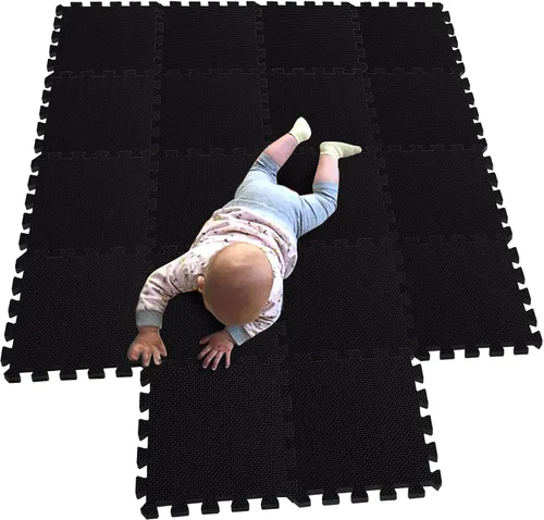 Miniatura 8 de MQIAOHAM® Alfombras de Juego tipo Rompecabezas de 18 Piezas, Alfombra de Juego Suave para Bebés, Baldosas de Espuma Entrelazadas para Niños, Café