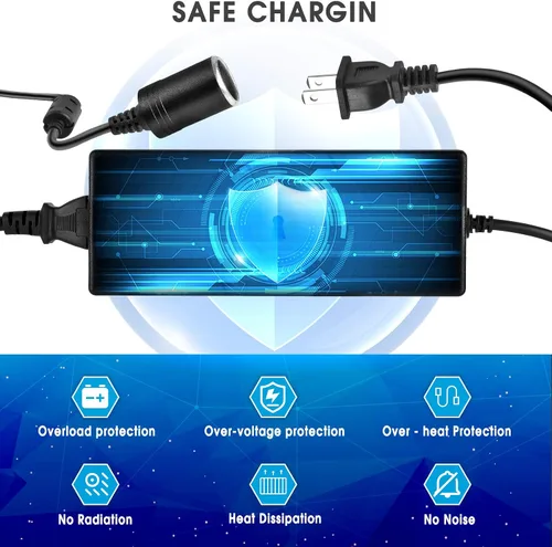 Miniatura 4 de Shentian Fuente de alimentación Adaptador de mechero de encendedor de CA a CC 110V-240V a 12V Convertidor de cargador de energía para coche negro
