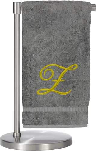 Miniatura 133 de Script R - Toalla de baño con monograma, regalo personalizado, 27 x 54 pulgadas, juego de 1 toalla bordada con texto dorado, 100% algodón turco