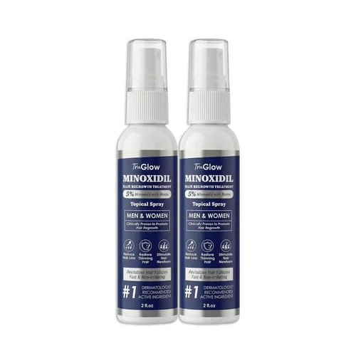 Miniatura 2 de TruGlow - Spray de tratamiento de crecimiento del cabello de minoxidil al 5% para hombres y mujeres con cabello delgado, solución tópica