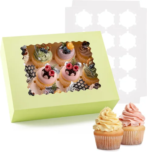 Miniatura 12 de Hoewina 6 Cajas para Cupcakes - Capacidad para 12 Unidades, Recipientes para Cupcakes con Ventana, Soporte para Cupcakes de Grado Alimenticio, Fácil