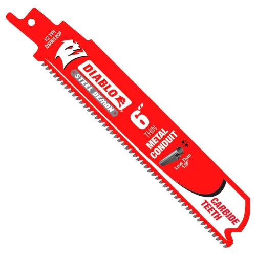 Diablo Steel Demon Hojas de sierra alternantes con dientes de carburo para metal delgado - Vida de corte 50 veces más larga - 6" de longitud, 12 TPI