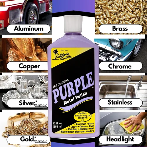 Miniatura 2 de CALIFORNIA CUSTOM Productos – El pulidor de metal morado original, sin silicona, seguro para talleres de carrocería, ideal para aluminio, latón