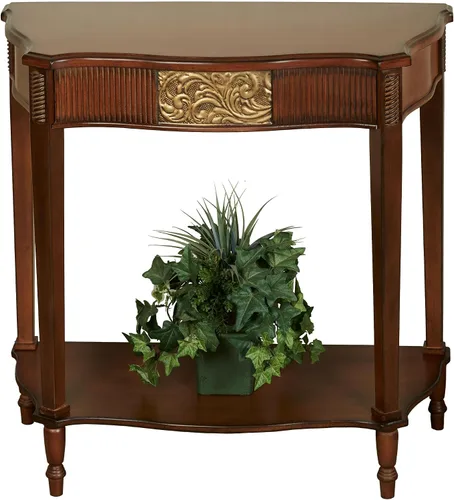 Touch of Class Sarantino - Mesa consola de madera – Cereza natural con detalles dorados envejecidos – Muebles tradicionales decorativos Regal –