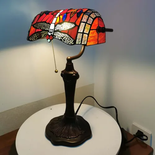 Miniatura 8 de Bieye L10057 Libélula Estilo Tiffany Vidrieras Banqueros Lámpara de escritorio Lámpara de mesa para lectura, trabajo decoración del hogar, 10
