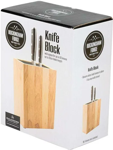 Miniatura 2 de Rockingham Forge Soporte universal para cuchillos vertical para 20 cuchillas de hasta 7.9 in de largo, madera de caucho