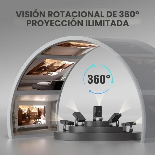 Miniatura 2 de [Aplicación con licencia oficial y enfoque automático] Mini proyector inteligente negro con WiFi y Bluetooth, proyector de película compatible