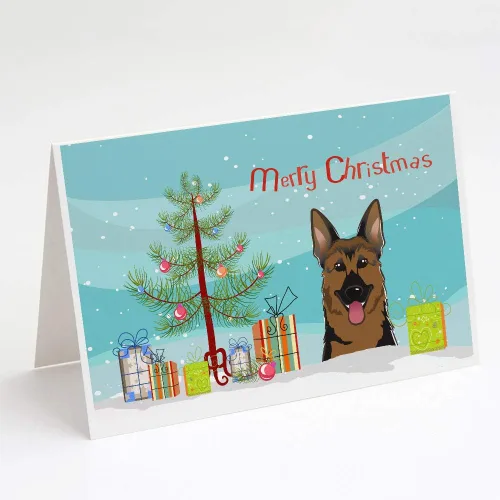 Miniatura 30 de Caroline's Treasures BB1616GCA7P - Tarjetas de felicitación y sobres de árbol de Navidad y sabueso afgano, paquete de 8 tarjetas en blanco