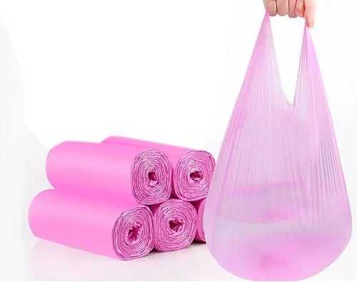 Bolsas de basura de baño de 4 galones, 5 rollos/100 unidades, asas pequeñas, bolsas de basura para oficina, cocina, dormitorio, papelera, coloridas