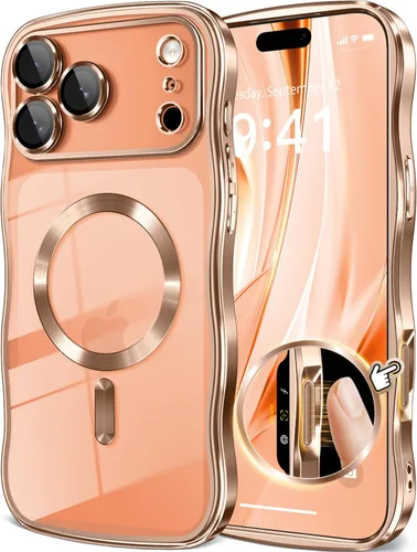 Miniatura 22 de GVIEWIN Funda para iPhone 16 Pro Compatible con MagSafe, Mejorada [Protección Completa de la Cámara][Marco de Ondas Lindo][Protección de Grado