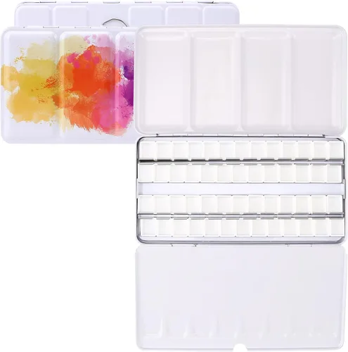 Miniatura 2 de MYARTOOL Paleta de Acuarela Vacía, Estuche de Pintura de Paleta de Lata de Acuarela Vacía con 48 Medias Bandejas de Acuarela para Paleta de Acuarela