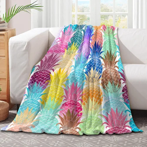 Manta colorida de piña, regalos para mujeres, niñas, hombres y niños, manta de franela suave y cómoda para cama de autobús, sala de estar,