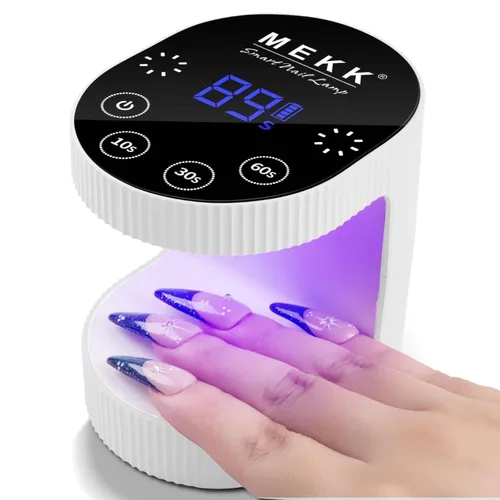 Miniatura 10 de MEKK Mini luz UV inalámbrica para uñas de gel – Mini lámpara de uñas LED UV recargable de 24 W con control táctil y sensor automático, pequeña