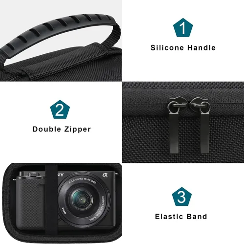 Miniatura 4 de Canboc Funda de transporte para cámara digital sin espejo Sony ZV-E10/ZV-E1/ZV-E10 II APS-C lente intercambiable sin espejo, bolsa de cámara