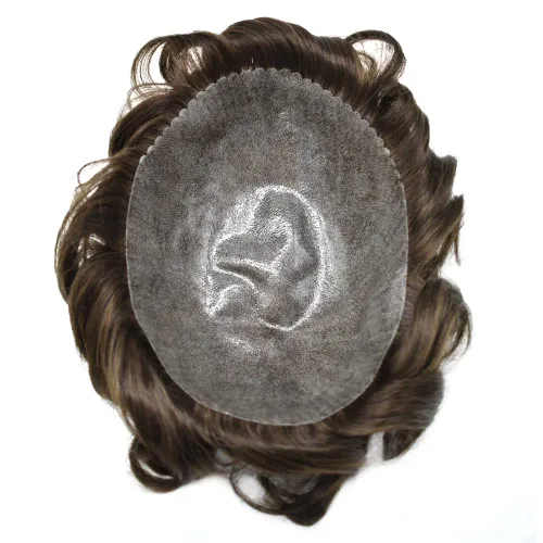 Miniatura 5 de Toupee para hombre, piel fina, inyección de poliuretano, unidad de peluca para hombre, pieza de cabello humano natural real, sistema de reemplazo