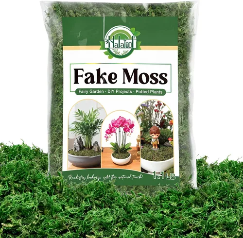 Halatool Musgo falso de 1.1 libras para plantas en macetas de interior, musgo verde artificial seco para manualidades, jardín de hadas, terrario,