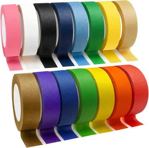 Piokio Cinta Washi de colores de 15 rollos – 492 pies x 0.6 pulgadas de ancho, juego de cinta de color sólido arcoíris para decoración de huevos,
