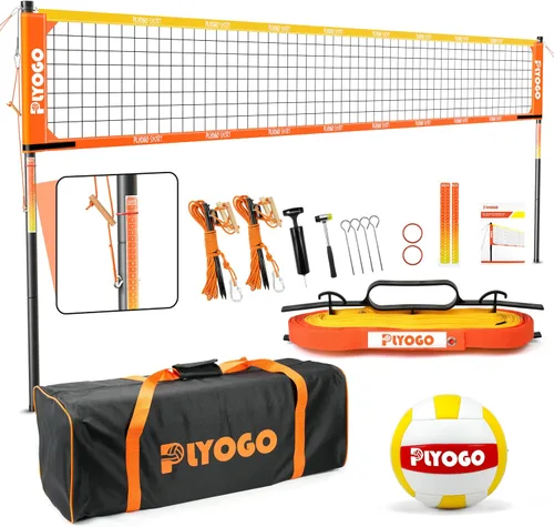 Miniatura 7 de Red de voleibol para patio trasero, juego de red de voleibol profesional portátil al aire libre resistente con postes de aluminio ajustables, diseño