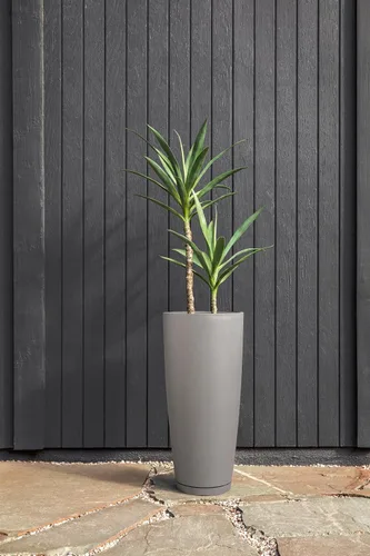 Miniatura 5 de Veradek Mason Series Vega Planter - Maceta redonda alta para interiores o exteriores, porche/patio Hecha de compuesto de plástico y piedra