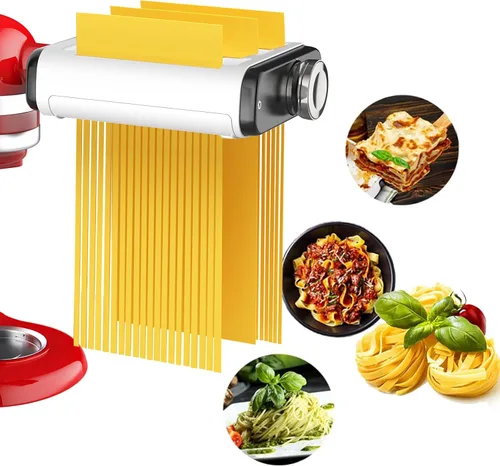 Accesorio para máquina de pasta para todos los mezcladores Kitchenaid, accesorios para mezclador de fideos Kitchen Aid 3 en 1 incluyendo rodillo de
