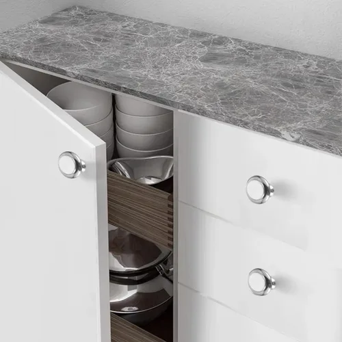 Miniatura 8 de 4 pomos de puerta de armario, pomo de puerta de cajón de armario para muebles de cocina, perilla de gabinete de acero inoxidable con tornillos, gris