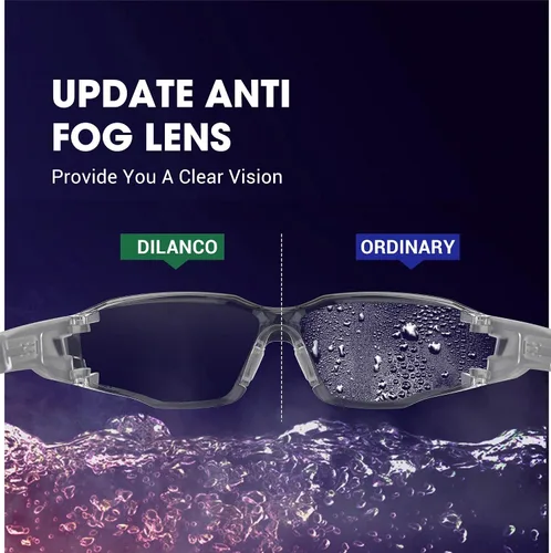 Miniatura 7 de DILANCO Anteojos de seguridad transparentes ANSI Z87, almohadilla ajustable para la nariz, antivaho y arañazos con empuñaduras de goma Rojo