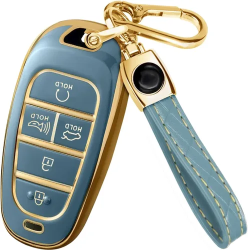 Miniatura 18 de Lucrum Compatible con funda para llavero Hyundai y llavero de cuero, funda para llavero para Santa Fe, Sonata, Tucson, Grandeur, Ioniq 5, Palisade