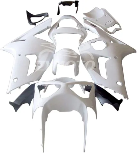 Kit de carenado de motocicleta compatible con Kawasaki Ninja ZX6R ZX636 2003 2004, carenados de carrocería de plástico ABS (sin pintar, piezas/kit:
