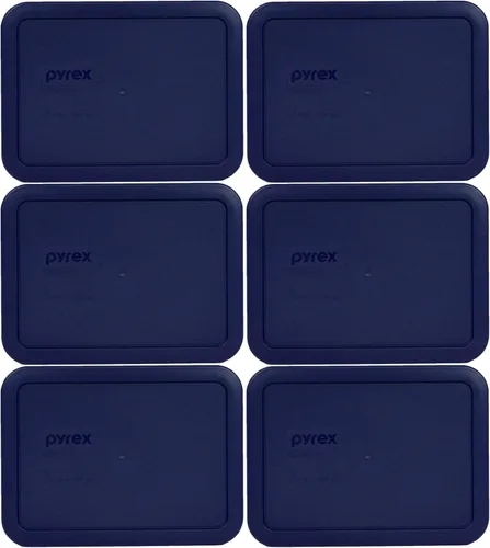 Pyrex 7210-PC Tapas rectangulares para platos de vidrio, color azul, 3 tazas, Azul oscuro, azul marino