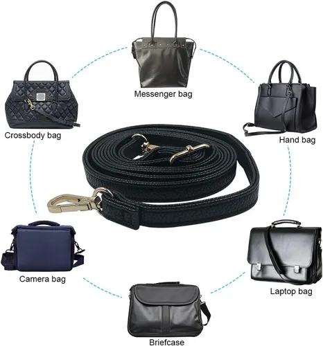 Miniatura 7 de findTop Paquete de 2 correas ajustables de repuesto de cuero para bolso de mano con hebillas giratorias de metal, longitud 34-59 pulgadas, ancho