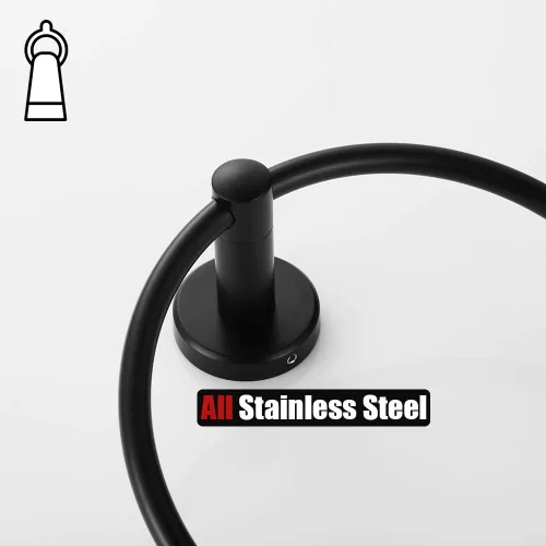 Miniatura 7 de JQK Toallero negro, soporte para toalla de mano de acero inoxidable 304 negro mate para baño, montaje en pared, TR130-PB